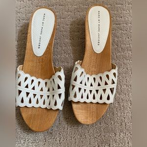 Marc Jacobs white leather cutout mule clog sandal